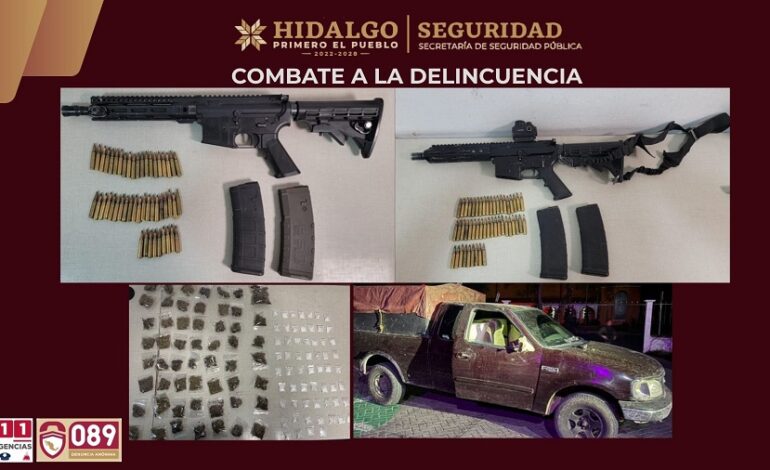Asegura SSPH a Generadores de Violencia en Zempoala; Portaban Armas Largas Abastecidas