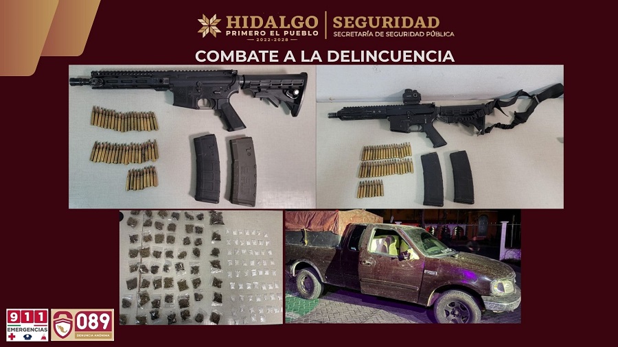Asegura SSPH a Generadores de Violencia en Zempoala; Portaban Armas Largas Abastecidas