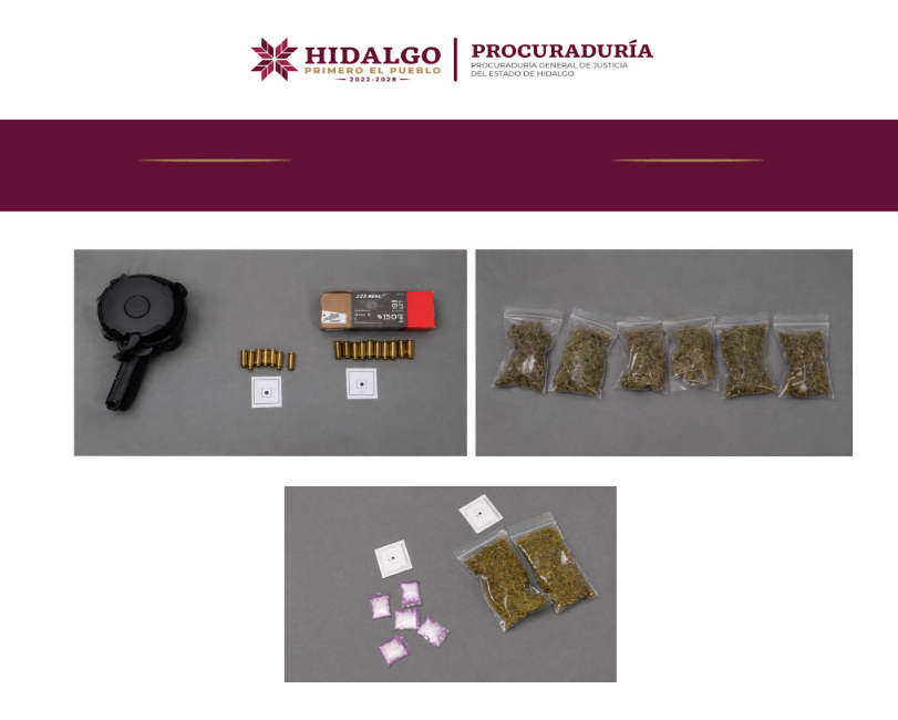 En Tula de Allende Mediante Cateo Se Detuvo a Dos Personas y se Aseguraron Armas de Fuego, Narcóticos y Vehículos