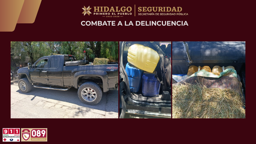 Aseguran a Dos Personas Con Mil 200 Litros de Combustible en Ixmiquilpan, Hidalgo