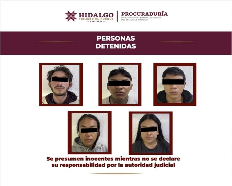 Detiene PGJEH a cinco personas durante cateo por narcomenudeo en Ajacuba