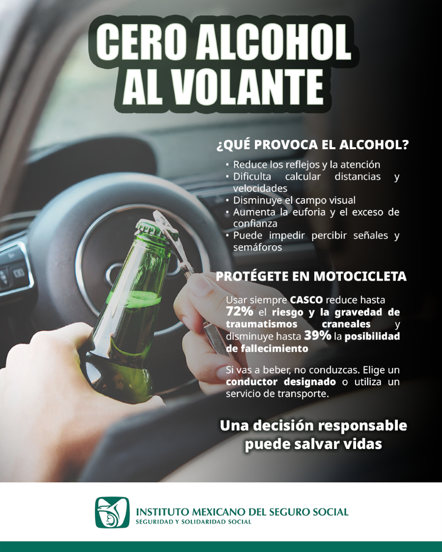 Llama IMSS Hidalgo a evitar conducir bajo el influjo de bebidas alcohólicas