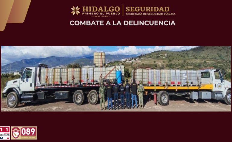 SSPH asegura hidrocarburo de procedencia ilícita en Pachuca