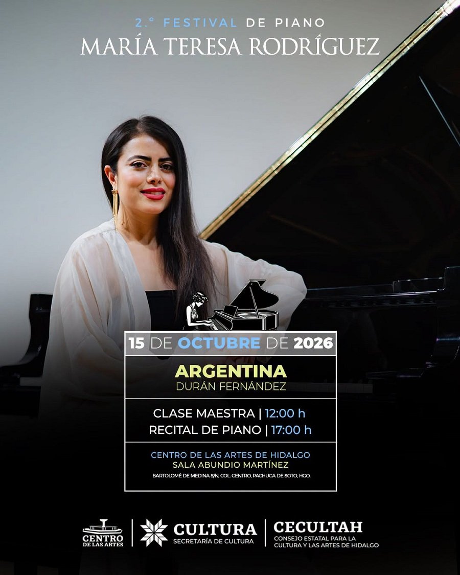 Segundo Festival de Piano María Teresa Rodríguez reunirá en Pachuca a tres concertistas nacionales
