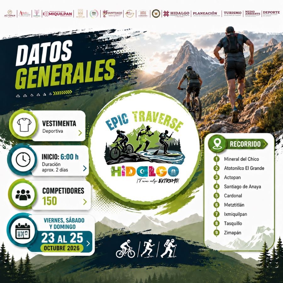 Hidalgo se prepara para recibir el Epic Traverse 2026, un recorrido deportivo de 230 kilómetros