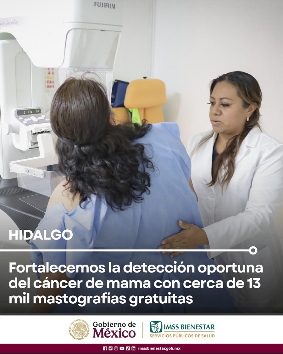 IMSS Bienestar Hidalgo fortalece detección oportuna del cáncer de mama con cerca de 13 mil mastografías gratuitas