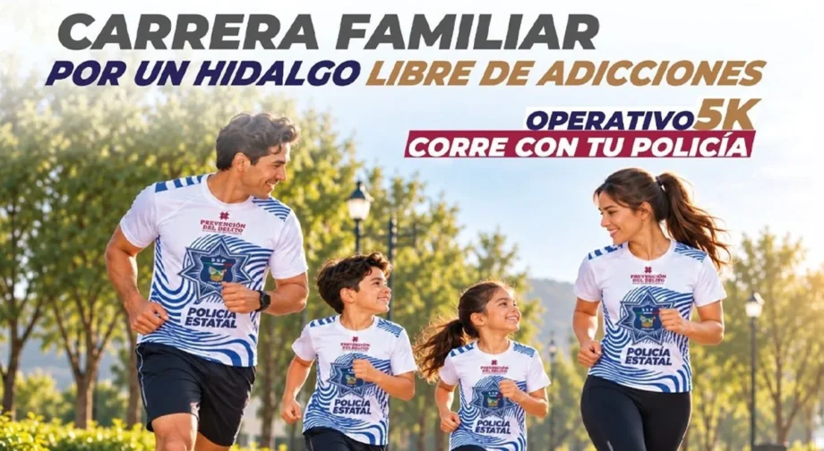 La Secretaría de Seguridad Pública de Hidalgo realizará el próximo 8 de noviembre la carrera “Por un Hidalgo Libre de Adicciones: Operativo 5K, Corre con tu Policía”