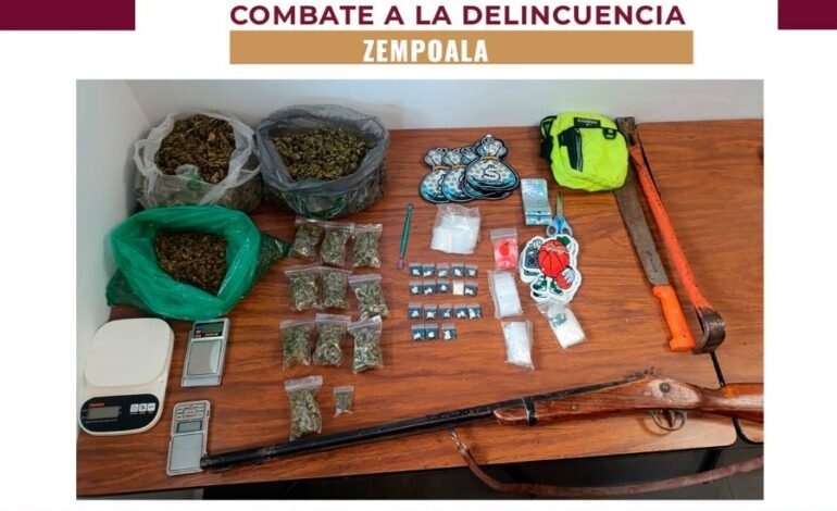 SSPH Detiene a Tres Individuos con Presunta Droga, en Zempoala